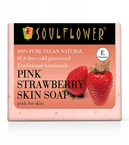 Soulflower Strawberry Skin Soap – Handmade, 100% Pure, 150 gm x 2 pack  (free shipping)