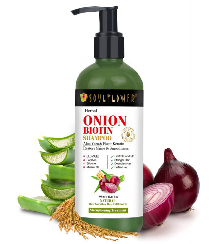 Soulflower Onion Biotin Shampoo| Hair Growth & Scalp Nourishment, Hair Fall & Dandruff| 300 ml (free shipping)