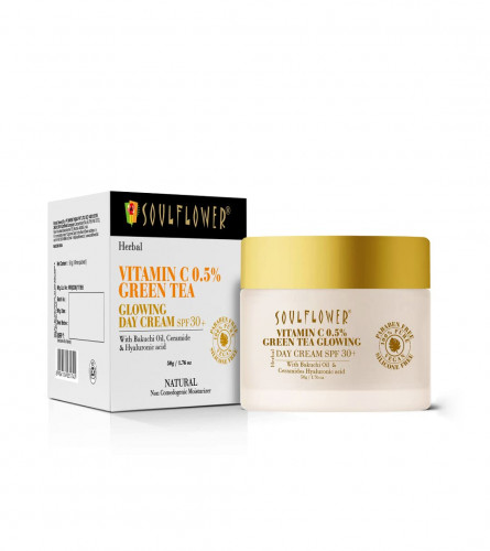 Soulflower Sun Protect SPF 30+ Face Vitamin C Hyaluronic Acid Glowing Skin Day Cream