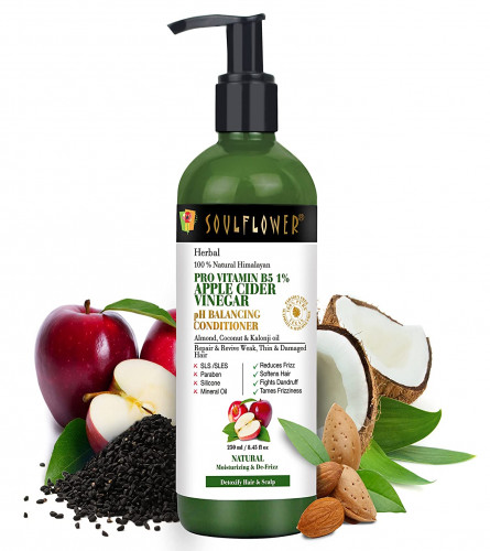 Soulflower Apple Cider Vinegar Conditioner for Stronger & Shiner Hair, Anti Dandruff, Frizz Free Hair Moisturizing| 250 ml (free shipping)