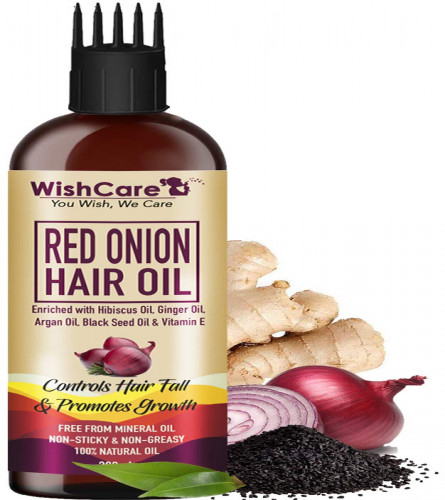 WishCare® Red Onion Hair Oil for Hair Growth & Hair Fall Control - With Deep Root Comb Applicator- 200 ml (free shipping)