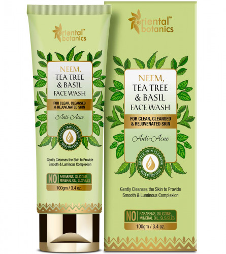Oriental Botanics Neem, Tea Tree and Basil Anti Acne Face Wash, 100 gm x 2 pack (free shipping)