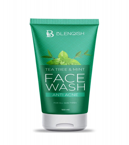 BLENQISH Tea Tree & Mint Face Wash For Men & Women Anti Acne, 100 ml (pack 2) free shipping