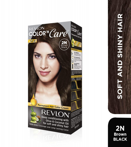 Revlon Color N Care Permanent Hair Color Cream With Olive & Coconut Oil Brown Black 2N 271g (Pack of 2) Fs