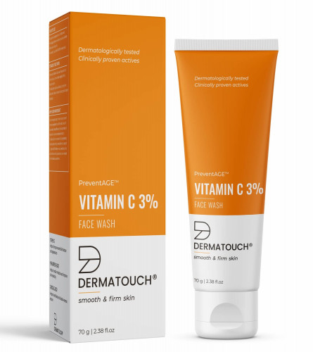 DERMATOUCH 3% Vitamin C Face Wash for Glowing Skin Women/Men 70 gm (Pack of 2) Fs