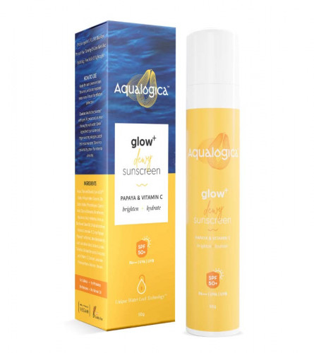 Aqualogica Glow+ Dewy Sunscreen with SPF 50 PA+++ for UVA/B & Blue Light Protection - SPF SPF 50 PA+++  (50 g x 2 pack) free shipping
