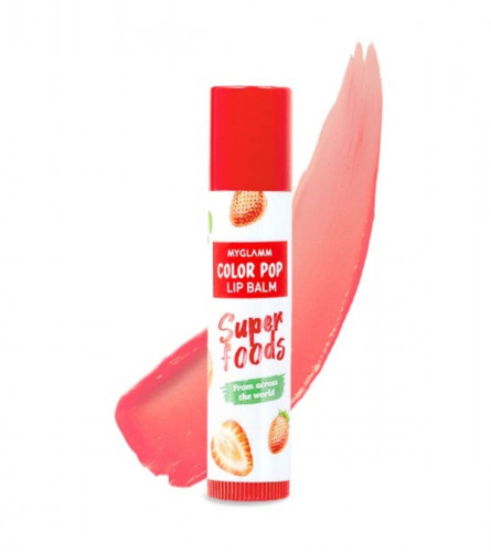 MyGlamm Superfood Color Pop Lip Balm-Strawberry -4.6 gm (pack 4) free shipping