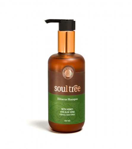 SoulTree Hibiscus Shampoo with Honey & Aloe Vera - Prevents Dryness & Hair Breakage, Cleanses & Hydrates at the same time, SLS/SLES Free - All Hair Types, 250 ml