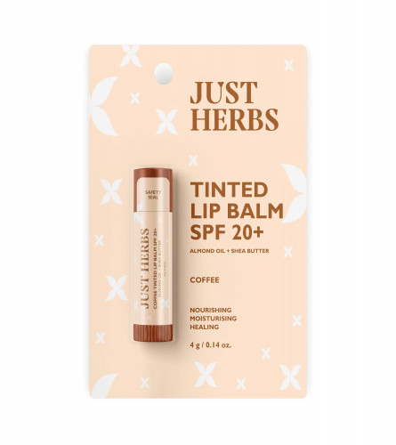 Just Herbs Tinted Lip Balm for Men and Women with SPF 20+ for Dark Lips to Lighten (Coffee)