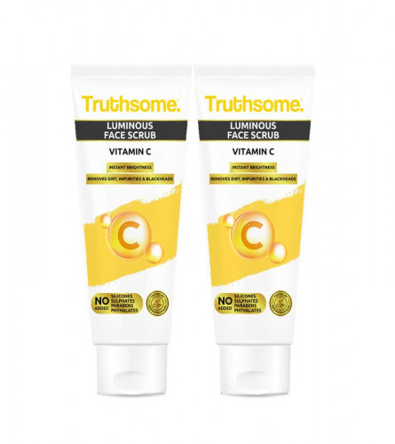 Truthsome Luminous Face Scrub with Coconut Water & Vitamin C - For All Skin Types, 100 ml (Pack of 2) free shipping