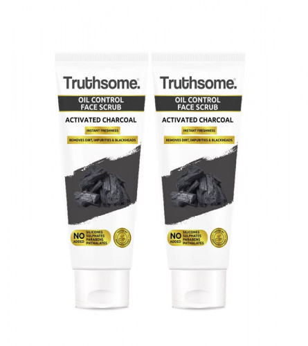 Truthsome Oil Control Face Scrub with Activated Charcoal & Blueberry - For Oily Skin, 100 ml ( Pack of 2) free ship