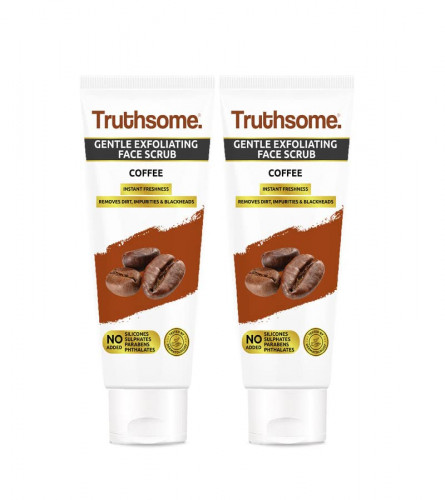 Truthsome Gentle Exfoliating Face Scrub with Coffee & Vitamin E - For all Skin Types, 100 ml (Pack of 2) free ship