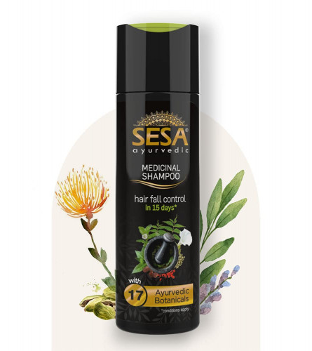 Sesa Ayurvedic Medicinal Shampoo for Hair Fall Control and Hair Growth | Bhringraj & 16 Rare Herbs | All Hair Types | 200 ml | pack of 2
