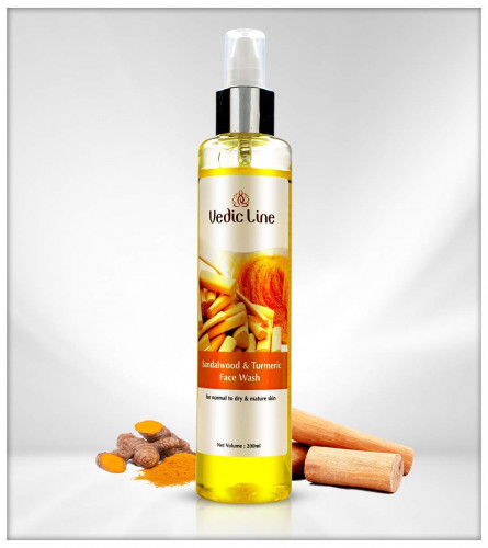 Vedicline Sandalwood & Turmeric Face Wash Reduces scars and breakouts for Provides Brightening Glow To The Skin,200 ml (free ship)