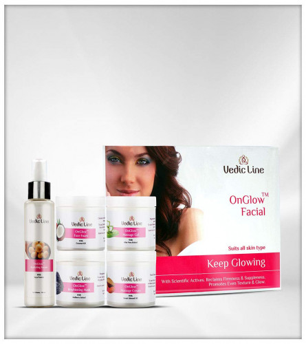 Vedicline Onglow Facial Kit For Glowing, Smooth And Clear Skin With The Goodness Of Aloe Vera, Vitamin C And Mulberry Extracts, 500 ml (free ship)