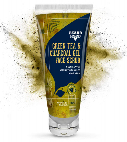 Beardhood Green Tea & Charcoal Gel Face Scrub, 100 gm (pack of 2) free ship
