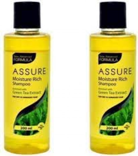 ASSURE Moisture Rich Shampoo Enriched with Green Tea Extract for Dry and Damaged Hair, (2 x 200 ml) free shipping