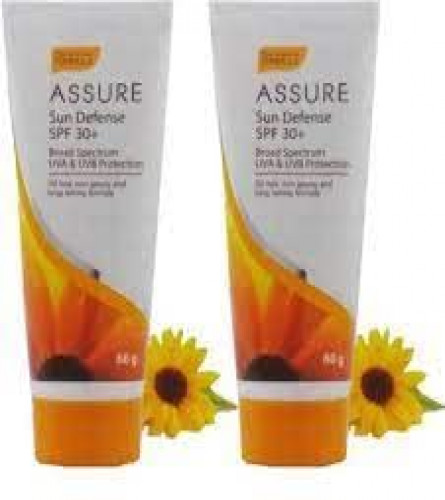 ASSURE Sun Defense SPF 30+ Broad Spectrum UVA & UVB Protection, Oil Free and Long Lasting Formula for Men & Women (2 x 60 g)