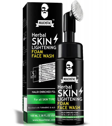 Muuchstac Herbal Skin Lightening Haldi Enriched Yellow Foam Face Wash For Men, 100 ml | free shipping
