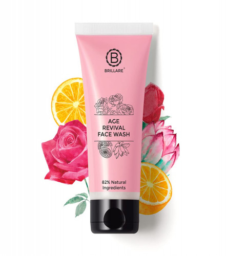 Brillare Age Revival Natural Face Wash With Indian Rose and Lotus (100 ML) free shipping