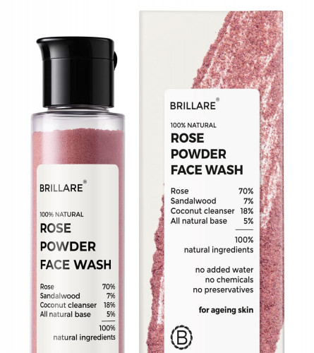 Brillare Rose Face Wash | Anti Ageing Skin | Sandalwood & Coconut Face Wash for Hydration | 100% Natural Powder Face Wash | 30 gm