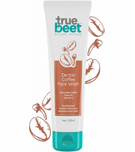 Truebeet De-tan Coffee Face wash For Tan, with Arabic Coffee, Clove oil and Vitamin C for All skin Type |120 ML (pack of 2)