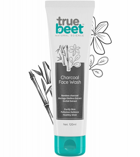 Truebeet Charcoal Face wash for Oily Skin Purifying & Fights Pollution, Deep Pore Cleansing, Healthy - Glowing Skin, 120 ml (pack of 2)
