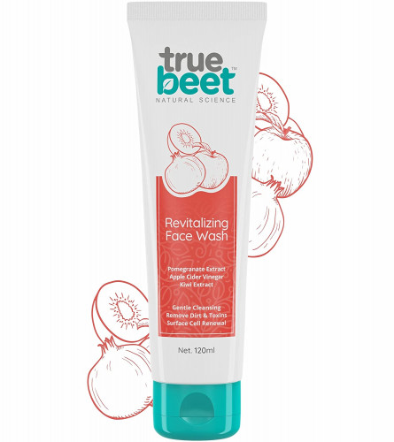 Truebeet Revitalizing Face Wash for Gentle Cleansing, Remove Dirt - Toxins with Pomegranate, Kiwi & Apple Cider Vinegar, 120 ml (pack 2)