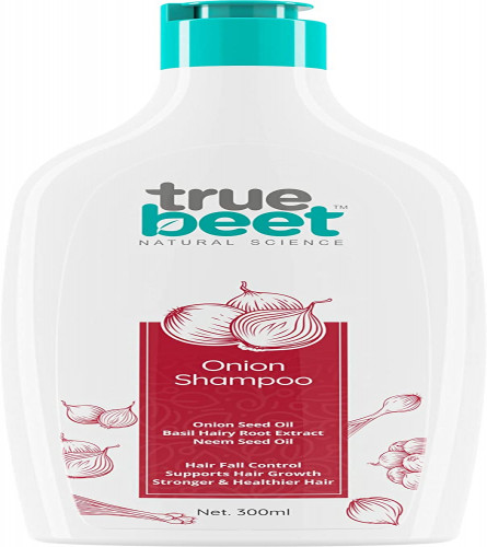 Truebeet Onion Shampoo For Hair Growth & Hair Fall Control Infused with Onion & Neem Seed Oil, Basil Hairy Root Extract For Stronger Hair - All Hair Types | 300 ML