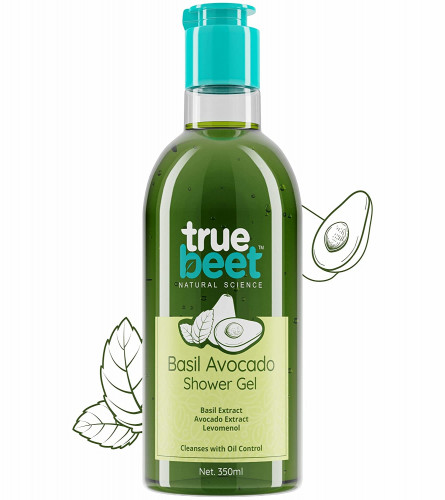 Truebeet Basil Avocado Body Wash Shower Gel For Cleaning skin with Oil Control Infused with Basil, Avocado Extracts and Levomenol (350 ML)