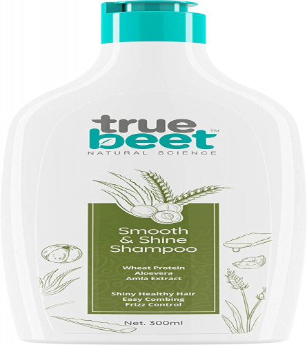 Truebeet Smooth & Shiny Shampoo For Shiny & Frizz Free Hair with Wheat Protein, Aloevera and Amla Extract- All Hair Types| 300 ML