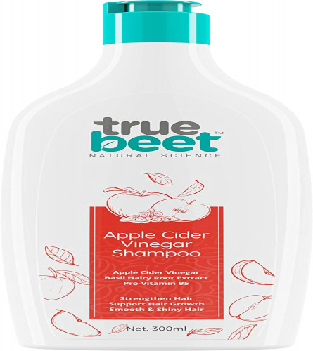 Truebeet Apple Cider Vinegar Shampoo For Smooth, Shiny & Strengthen Hair With Basil Hairy Root Extract and Pro-Vitamin B5 | 300 ML
