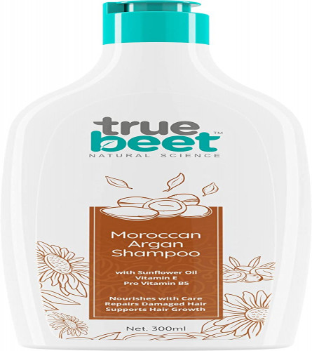 Truebeet Moroccan Argan Shampoo For Nourish & Repairs Damaged Hair with Sunflower Oil, Vitamin E, Pro Vitamin B5 | 300 ML