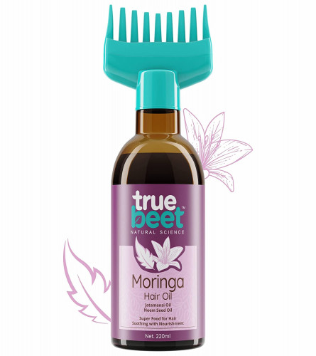 Truebeet Moringa Hair Oil For Soothing and Nourish Hair with Jatamansi & Neem seed oil with Comb Applicator for Men - Women | All Hair types (220 ML)
