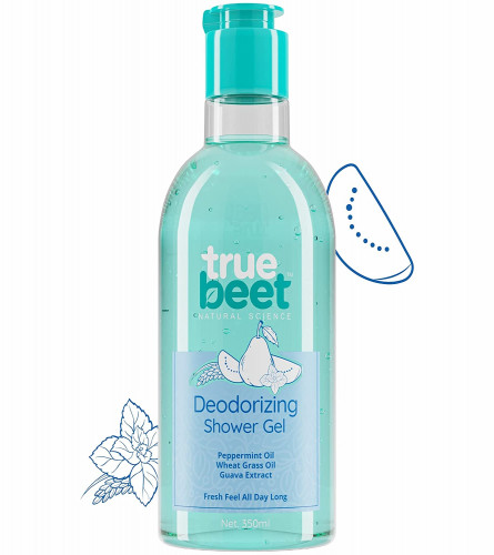 Truebeet Deodorizing Body Wash Shower Gel Infused With Peppermint & Wheat Grass Oil For All Day Long Fresh Feel | Sulfate Free, Paraben Free (350 ML)