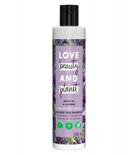 Love Beauty & Planet Argan Oil and Lavender Sulfate Free Smooth and Serene Shampoo, No Parabens, No Dyes, 200 ml | free ship