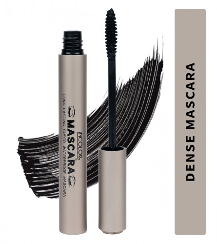 INCOLOR Long Lasting Super Waterproof Smudge Proof Dense Mascara Black for Men and Women - 9 ml (Pack of 2)Fs