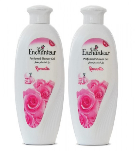 Enchanteur Romantic Perfumed Shower Gel (Body Wash) for Women, 250ml with Roses & Jasmine Extracts (pack of 2)
