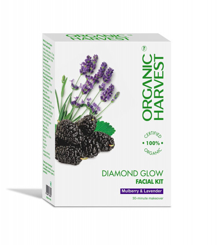 Organic Harvest Diamond Glow Facial Kit for Women/Men | 6 Easy Steps | Gives Radiant Glow | 60 gm (pack of 2)