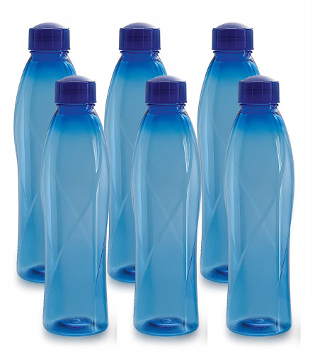 Cello Texas Plastic Pet Bottle 1 Litre, Set of 6, Blue (Fs)