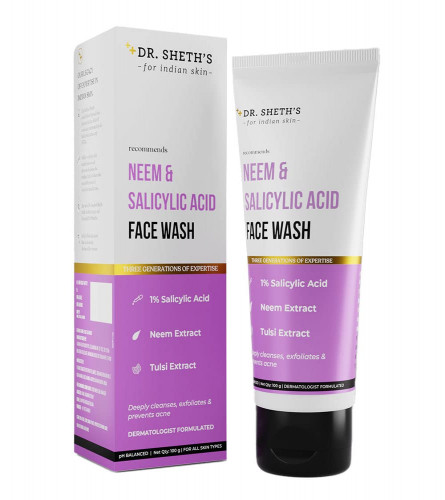 Dr. Sheth's Neem & Salicylic Acid Face Wash Cleanser, 100 gm (pack of 2) free ship