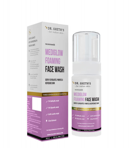 Dr. Sheth's Mediglow AHA-BHA Foaming Face Wash For Glowing Skin | 100 ml (free ship)
