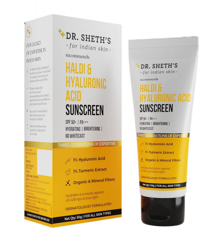 Dr. Sheth's Haldi & Hyaluronic Acid Cream Sunscreen, 50 gm (pack of 2) free ship