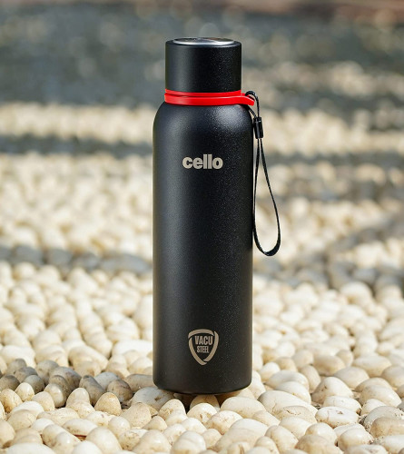 Cello Duro Tuff Steel Series- Kent Double Walled Stainless Steel Water Bottle 550 ml, Black (Fs)