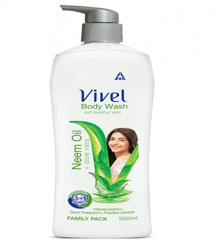 Vivel Body Wash, Neem Oil & Aloe Vera For women and men 500 ml (Fs)