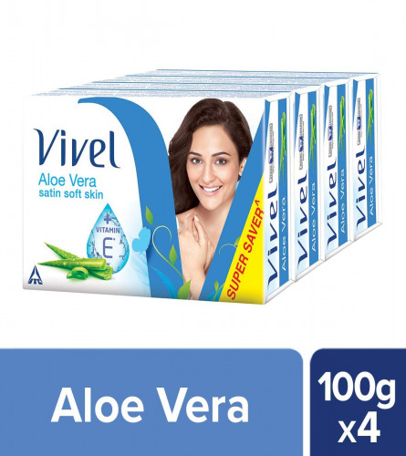 Vivel Aloe Vera Bathing Bar, 100g (Pack of 4)