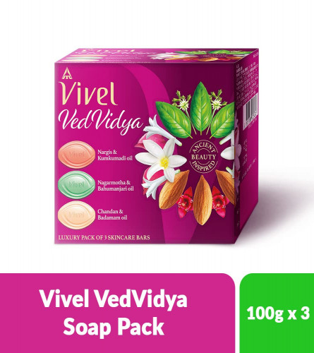 Vivel VedVidya Luxury Skincare Soap 100 gm (Pack of 3) Fs