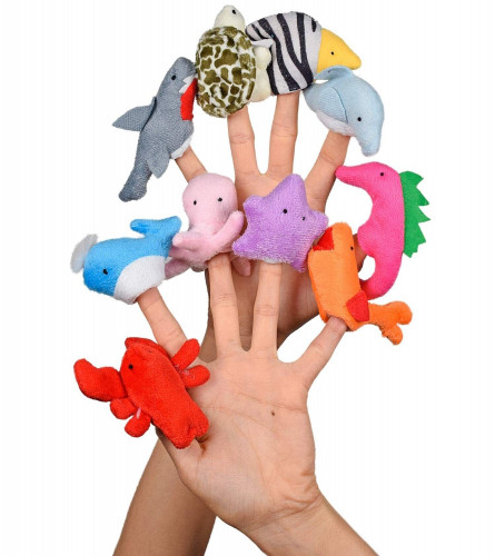 Ultra Plush Soft Toy Marine Sea Animal Finger Puppets - Set of 10