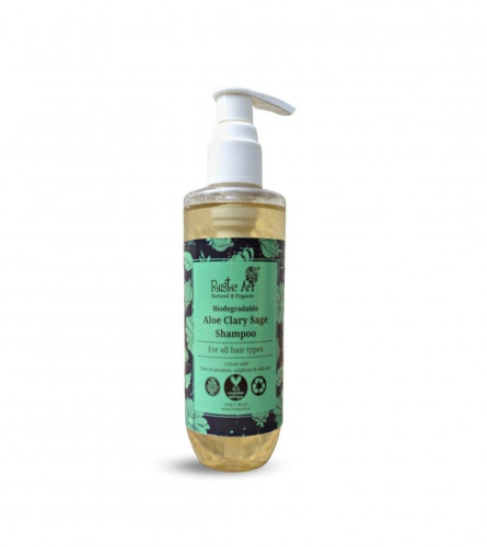 Rustic Art Aloe Clary Sage Shampoo for All Hair Types | Biodegradable, Organic | (210 g) free shipping