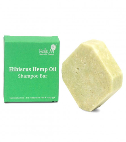 Rustic Art Hibuscus HempOil Shampoo Bar | Reduce hair fall & frizz | Organic, Sulphate free | 75 Gm (pack 2)